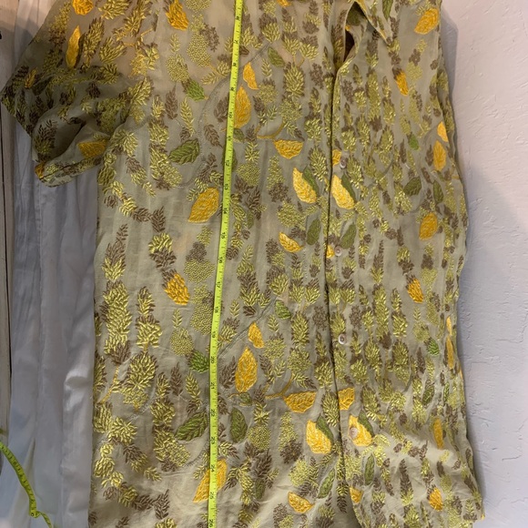 Sefr Noam Embroidered Top Sz L Unisex Adults Button Collar Sheer Shirt - Picture 14 of 15